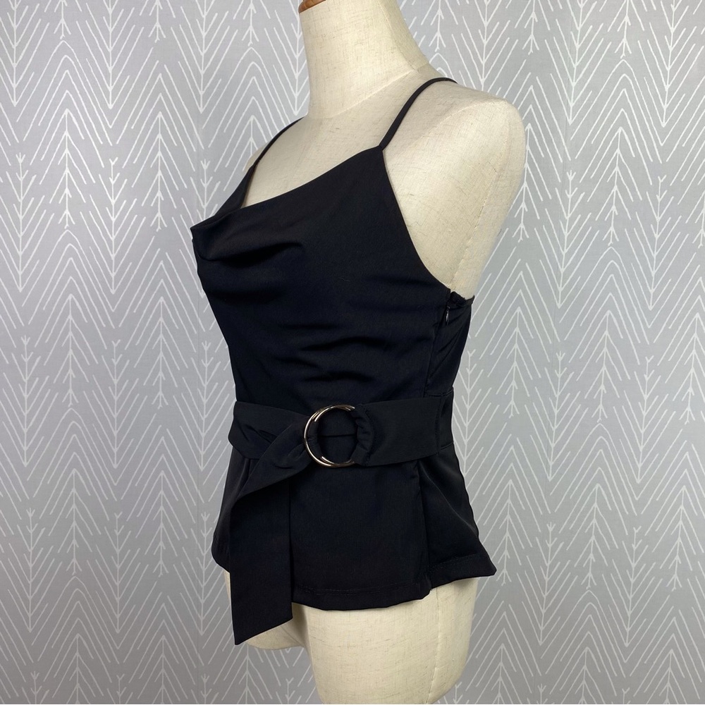 URBAN OUTFITTERS Black Cowl Neck top with built-in belt. NWT - Picture 4 of 10